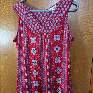 Tantrums Red and Blue Floral Sleeveless Blouse